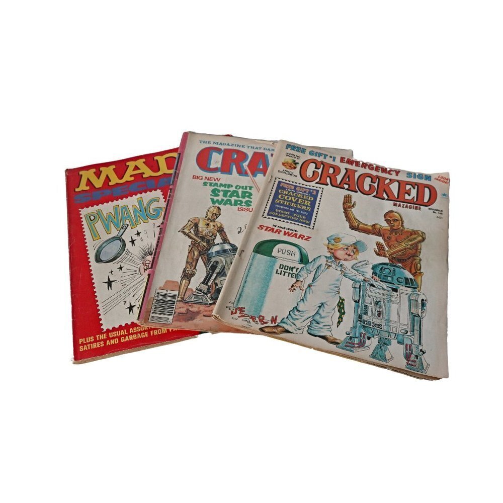 3 Vintage Cracked and Mad Magazines Star War